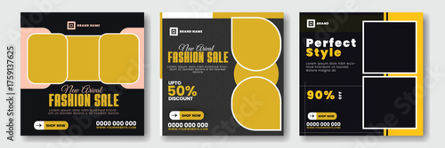 Fashion sale social media post design and promotional web banner template