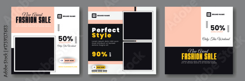 Fashion sale social media post design and promotional web banner template