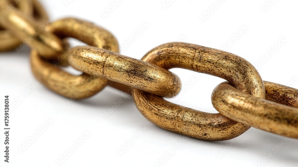 Obraz premium Mini brass chain cluster isolated on white background