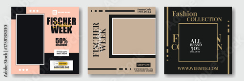 Fashion sale social media post template design. Winter & summer mega sale marketing flyer with logo & icon. Online fashion business offer promotion graphic web banner.