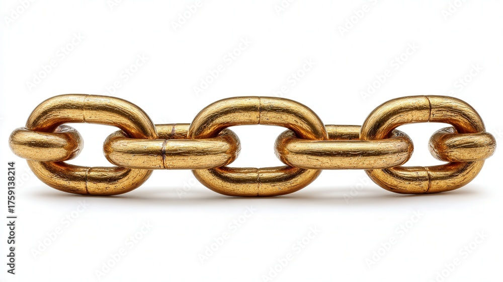 Fototapeta premium Mini brass chain stack isolated on white background