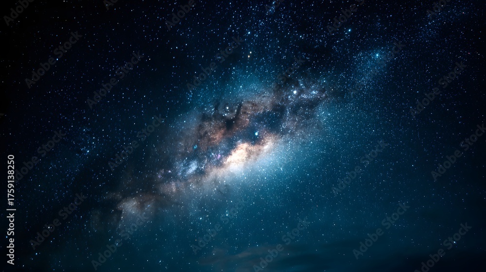 Fototapeta premium The Milky Way galaxy glows with millions of stars in deep space.