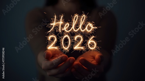 Hello 2026 Sparkler Text – New Year Celebration Concept