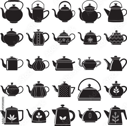 Teapot Icon Set — Silhouettes in EPS