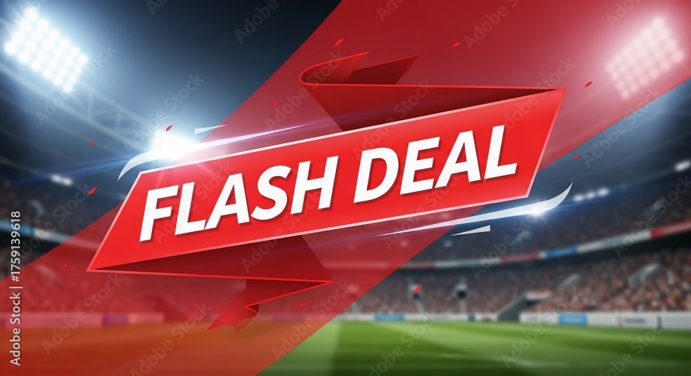 Obraz premium Flash Deal Promotional Banner In A Crowded Sports Stadium.