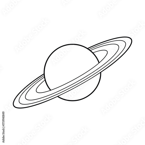Simple line drawing of saturn planet with rings