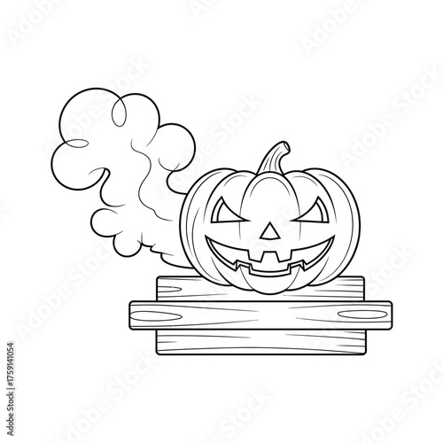 Spooky halloween jack o lantern with smoke illustration