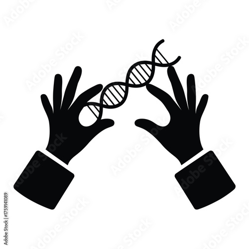 Hands holding a dna helix illustration