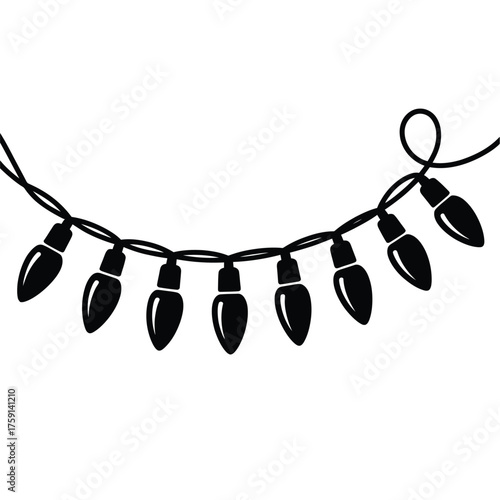 Hand drawn string of christmas lights festive decoration element