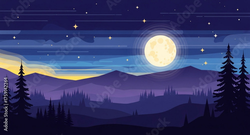 night landscape with moon