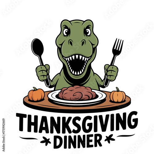 Thanksgiving Dinner with a T-Rex A Fun and Festive Illustration