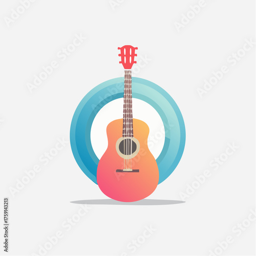 Acoustic Guitar Graphic with Circular Gradient Background for Musical Themes