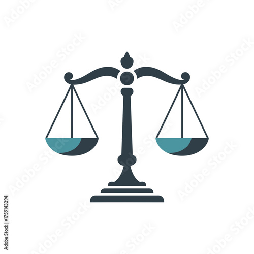 classic scale of justice icon flat vector illustration