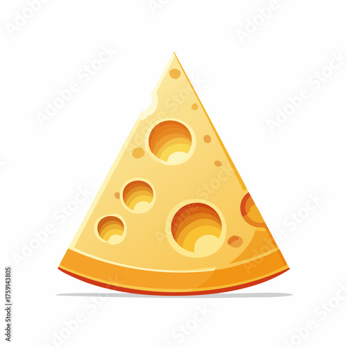 Cartoon Cheese Slice Displaying Hole Patterns and a Light Yellow Hue