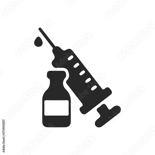 Syringe and Medicine Vial Icon Vector
