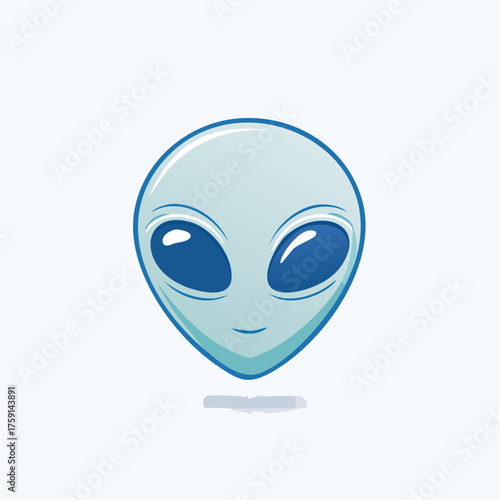 Cartoon extraterrestrial visage depicting cosmic visitor with serene expression