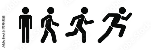 Icons Illustrating The Stages Of Human Motion Standing, Walking, Jogging, Running