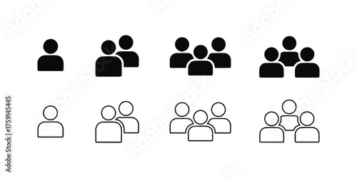 Person Icons Depicting Crowd Size, With Groups Ranging From One To Four People