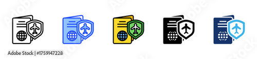 Travel Insurance Icon Collection With Multiple Styles