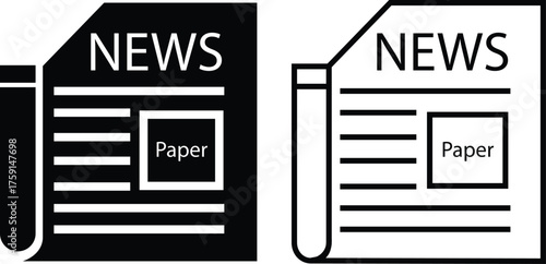 News publish icon set with newspaper press media communication symbols in flat, outline style vectors illustration for journalism, online article, newsletter and information concept design collection.