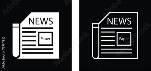 News publish icon set with newspaper press media communication symbols in flat, outline style vectors illustration for journalism, online article, newsletter and information concept design collection.
