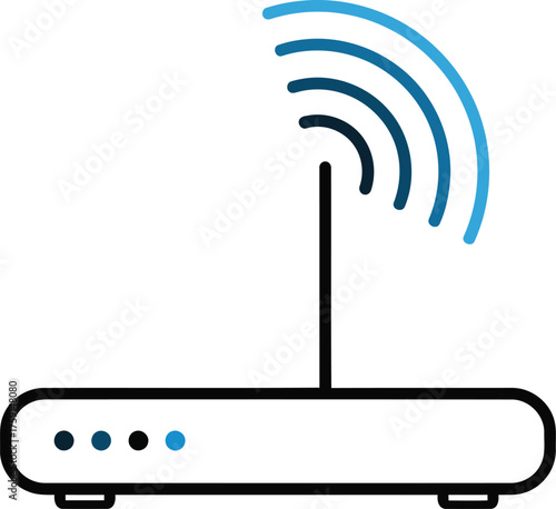Wireless router with signal waves a modern communication technology silhouette