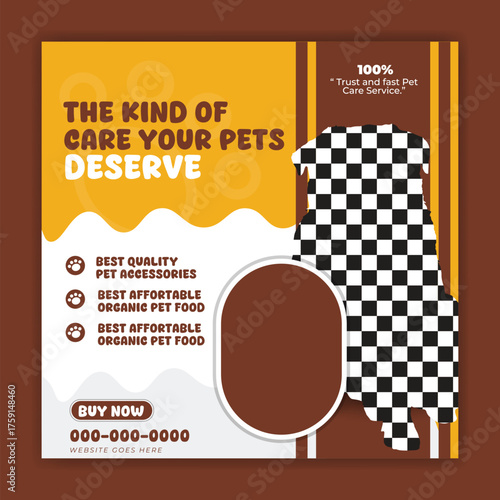 Pet training , veterinary clinic, pet grooming, pet clinic social media post with cute pets and animal . happy pet, cats. Vector cartoon illustration