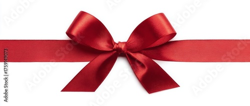 Red Ribbon Bow on White Background