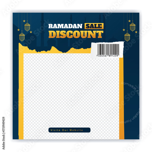 Ramadan Kareem fashion Sale Banner, Islamic Ornament Lantern Background with empty space for photo
