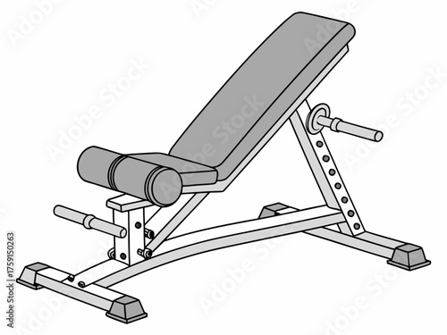 Adjustable gym bench with leather padding and metal frame vector illustration vector