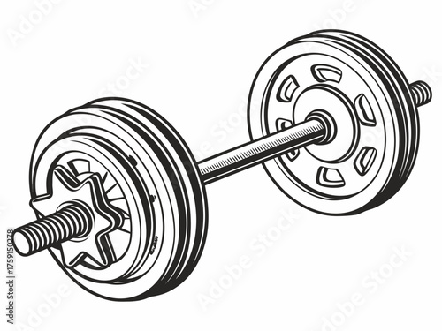 Detailed chrome barbell with weight plates vector illustration scalable vector