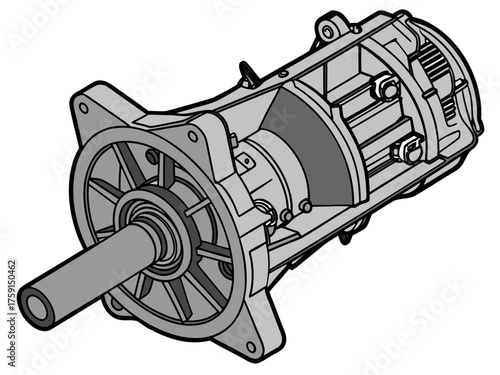 Realistic 3d car transmission gearbox mechanical engineering vector illustration vector