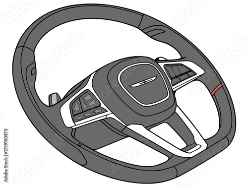 Modern black leather car steering wheel vector illustration vector