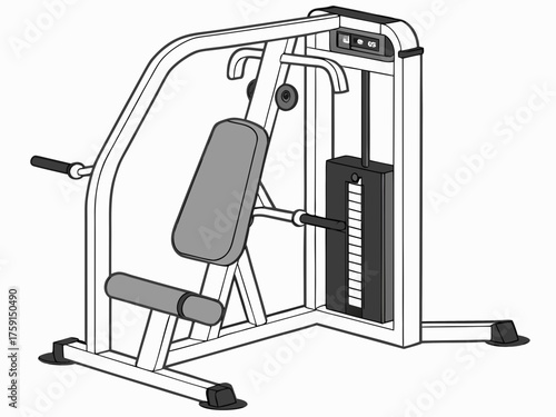 3d chest press machine steel frame padded seat vector illustration scalable eps vector
