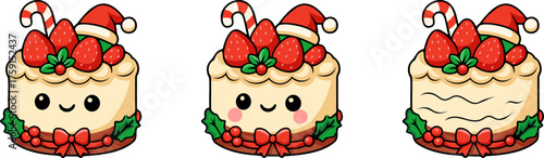 Cute christmas cartoon cake with kawaii design holiday treat festive environment cheerful viewpoint