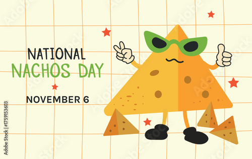 National Nachos Day on 6 november card banner invitation poster