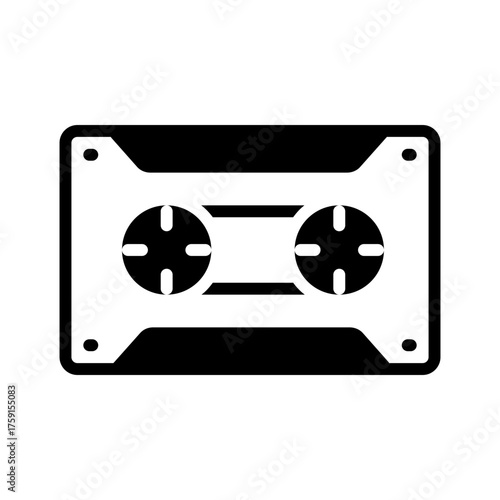 Vector solid black icon for Video cassette