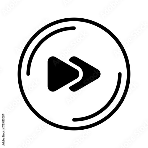Vector solid black icon for Rewind button