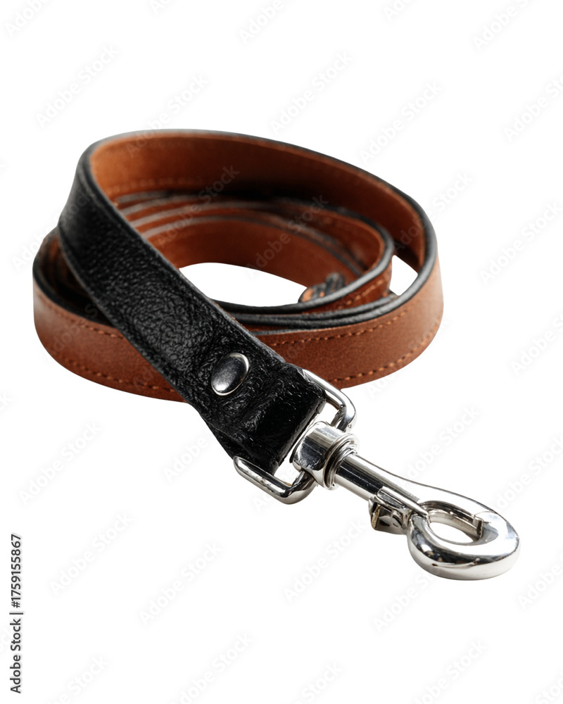 Obraz premium Pet Leash isolated on white, comfortable Pet Leash with padded grip, strong Pet Leash PNG for dog walking and pet accessory design, Isolated on transparent background, PNG die-cut.