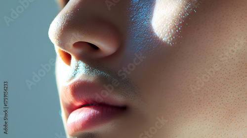 Close up of man face with soft lighting