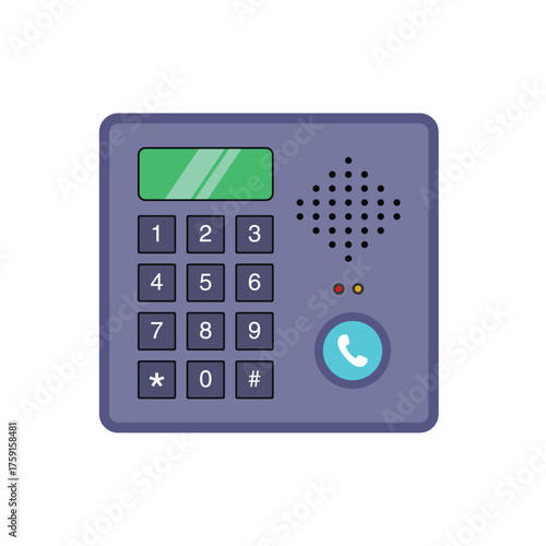 Intercom with digital keypad flat vector design on a white background