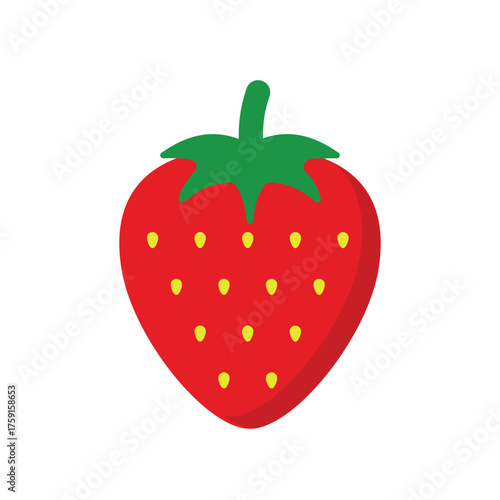 Strawberry flat vector illustration on white background