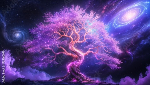 Ultra Detailed Digital Painting Tree of Life in Universe