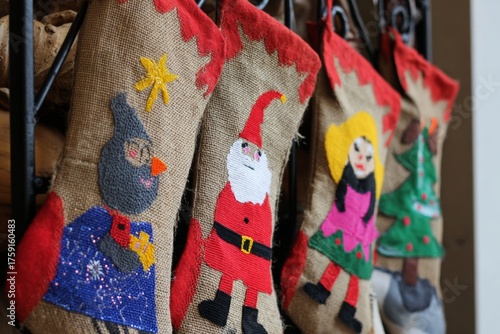 Handmade Christmas Stockings with Applique Designs