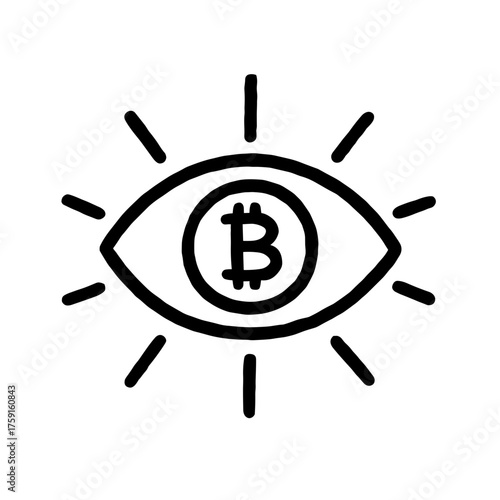 Eye with bitcoin icon symbolizing cryptocurrency vision