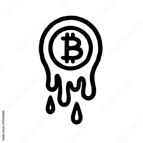 Melting bitcoin icon symbolizing cryptocurrency loss or depreciation