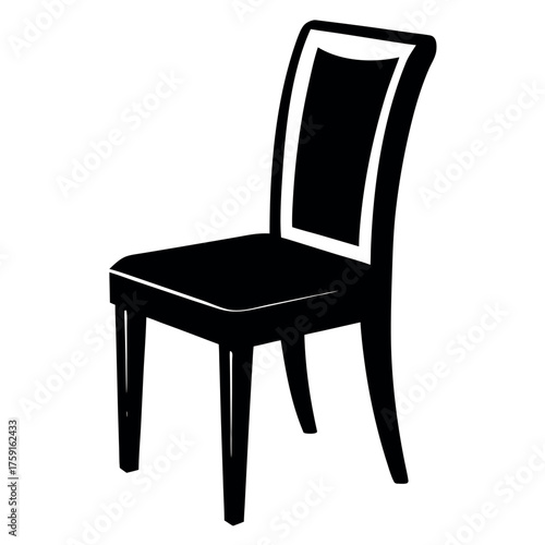 Classic dining chair silhouette isolated on white background
