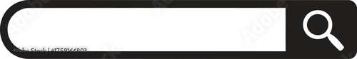 Sleek search bar icon with magnifying glass ideal for digital design on transparent background silhouette