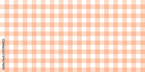 Charming peach and white gingham checker pattern. A warm, seamless, pastel background perfect for autumn, kitchen, packaging, fabric, and sweet aesthetic design projects.