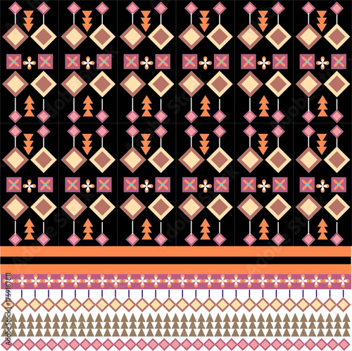 Geometric ethnic roiental seamless line pattern traditional colorful design for bankground, carpet , wallpaper, clothing, wrapping , batik, fabric, vector, illustration, embroidery style